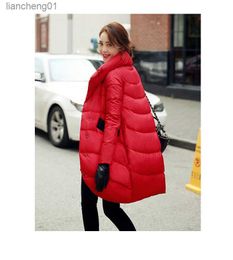 winter loose thick black red navy blue puffer down jacket for womens and long sections Womens coats L230619