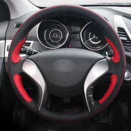 Red Black Artificial Leather Hand sewing Car Steering Wheel Cover for Hyundai Elantra 2011-2014 Avante i30 2 2012-2016327E