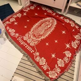 Blankets sofa blanket bed cover afternoon north european fashion shawl personality knit big red decorative tapestry 230725