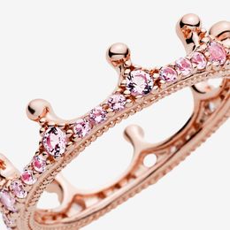 New 100% 925 Sterling Silver Princess Tiara Crown Sparkling Love Heart CZ Rings for Women Engagement Jewelry Anniversary