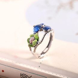 Cluster Rings NY Fashion Retro Ring Simple And Fashionable Drip Glue Burnt Blue Pisces Open Women's