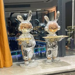 Decorative Objects Figurines Home Decor Decorations Sculptures Living Room Creative Space Rabbit Landing Ornaments Statues Porch High grade Tray 230725