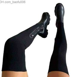 Boots Hot Selling Sexy Women's High Boots Over The Knee Boots Women's Shoes PU Long Women Boots Winter Thigh High Socks Shoes 36-43 G1112 Z230726