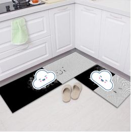 Fashion Carpets Antislip Kitchen Floor Mat Blue Lattice Rug Bath Long Strip Absorption Doormat Entrance Balcony Living Room Household 20230727