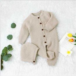 Clothing Sets 0-24M Baby Romper Winter Clothes Knitted Warm Romper With Hat Infant Toddler Jumpsuit Newborn Girl Boy Clothes New319y Z230726