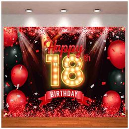 Background Material 18th-18th Birthday Background Decoration Banner Girl Boy Party Supplies Flash X0725