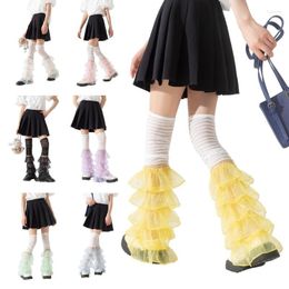 Women Socks Girls Lace Thigh High Japanese Style Loose Sheer Mesh Cover Cute Princesses Frilly Boot