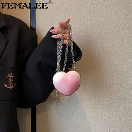 Evening Bags Luxury Peach Heart Clutch Earphone Keys Purse Mini Love Hearted Handbags Shoulder Wedding Dinner Bag Wallet Accessories 230725