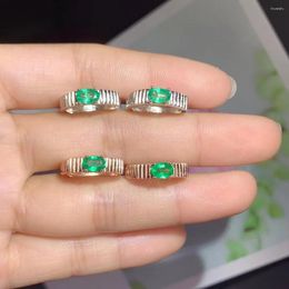 Stud Earrings 925 Sterling Silver Ladies Emerald Ear Buckle Carry Certificate