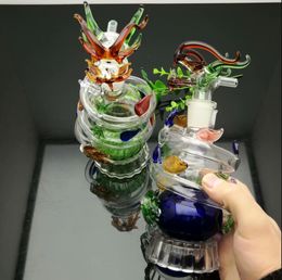 Glass Pipes Smoking blown hookah Manufacture Hand-blown bongs Coloured oversized pan dragon glass water bottle