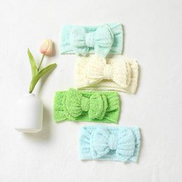 Hair Accessories 10 Colors Cable Knitted Baby Headband Big Bow Soft Nylon Girl Head Bands Solid Elastic Turban Toddler