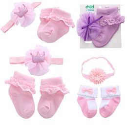 Hair Accessories Born Socks Band Set Princess Flower Bow Cartoon Cotton Girls Children Baby Ribbons Floral 95(%) Spandex