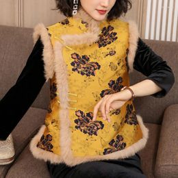 Ethnic Clothing Women Chinese Style Qipao Vest Waistcoat Tang Suit Traditional Cheongsam Fashion Elegant Lady Retro Sleeveless Tops Coats