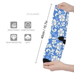 Men's Socks Kapalua Pareau Hawaiian hibiscus - Periwinkle Socks Men's Sock Sheet Socks Men Z230727