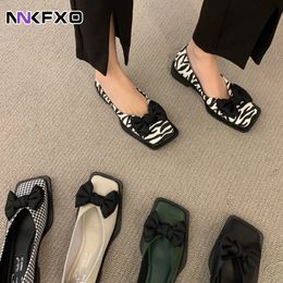 Dress Shoes Autumn Comfortable Ladies Flat Shoes Personality Square Toe Shallow Mouth Slip-on Loafers Ladies Casual Shoes Vc4233 230726