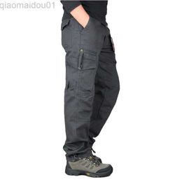 Men's Pants 2020 Mens Cargo Pants Tactical Multi-Pocket Overalls Male Combat Cotton Loose Slacks Trousers Army Military Work Straight Pants L230727