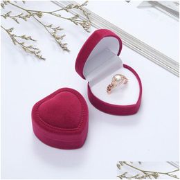 Jewelry Boxes Box Veet Heart Shape Container Holder For Engagement Ring Display Gift Packaging Drop Delivery Otsfi