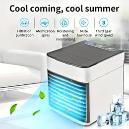 Stay Cool & Comfortable Anywhere: 1pc Portable Air Conditioner, Humidifier & Evaporative Cooler Fan - Perfect for Bedroom, Travel, Office & More!