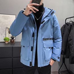 Hunting Jackets Winter Youth Thermal Duck Down Jacket Men's Thick Warm Casual Waterproof Solid Colour Korean Coat Puffer Parka Overcoat Top