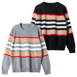 Family Matching Outfits Striped Teens Boys Sweaters Size 130170 Autumn Winter Cotton Big Children's Pullover Quality Knitted Wear Kids Clothes 230726