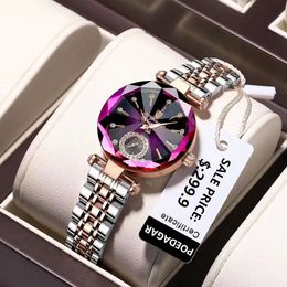Wristwatches POEDAGAR Watch for Women Luxury Jewellery Design Rose Gold Steel Quartz Waterproof Fashion Swiss Brand Ladies Watches 230727