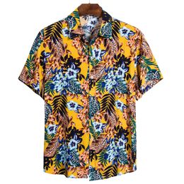 Mens Casual Shirts Hawaiian Polyester Summer Short Sleeve Shirt Tropical Leaf 3D Pattern Printing Beach Male Blouse For Men 5xl 230726