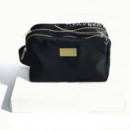 fashion nylon double metal zipper storage elegant C counter gift beauty cosmetic case makeup portable organizer bag wtih paper box278t