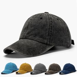 Ball Caps Solid Colour Baseball Cap Washed Distressed Fashion Hat Ladies Mens Pure Cotton Outdoor Sun Casual 230727