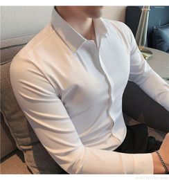Men's Dress Shirts Non Ironing Elastic Shirt With Long Sleeves Solid Colour Business And Professional Clothes Work Clothing