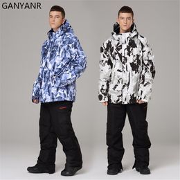 Other Sporting Goods GANYANR Men Ski Suit Snowboarding Set Winter Snow Pants Jackets Camping Hiking Outdoor Sports Waterproof Windproof Fishing 230726