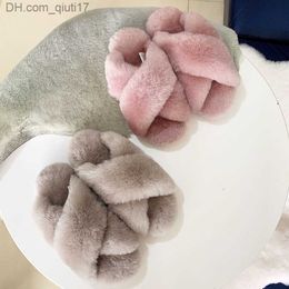 Slippers High quality new natural wool slippers Fashion winter women's indoor slippers Warm sheep fur home slippers Women's casual home shoes Z230727