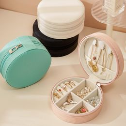 Jewellery Boxes Portable Zipper Pu Leather Travel Round Storage Box Rings Earrings Necklace Organiser Gift Display Case Accessories Ho Otati