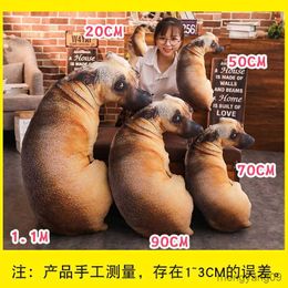 Cushion/Decorative 2023 HOT 3D Lifelike Animal Cute Bend Dog Printed Throw Funny Dog Head Cosplay Children Favourite Toy Cushion for Home R230727
