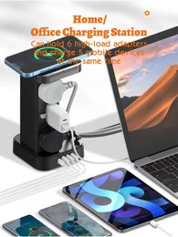Smart Power Plugs 3a New Power Strip Smart Home Can Be Timed Table Countertop Wireless Charging Source Socket Uk Pd Fast Charge 4usb Au Standard HKD230727