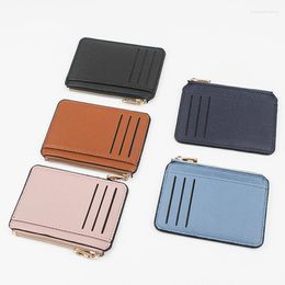 Card Holders 2023 Slim Wallet Purse Pu Leather ID Holder Organizer Ultra-thin Mini Zipper Women Men Business Cover