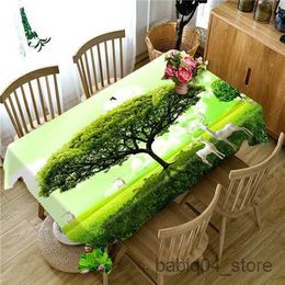 Table Cloth 3D Landscape Rose Flower Waterproof Tablecloth for Table Home Decoration Rectangular Dining Coffee Tablecloth Picnic Blanket R230727