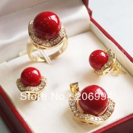 Beautiful 7 styles coral diamante Necklace pendant ring earring fashion Jewellery set2157