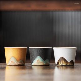 Cups Saucers Ceramic Hand Painted Zen Tea Cup Handmade Retro Coarse Pottery Master Office Drinkware Creative Jingdezhen Teacups