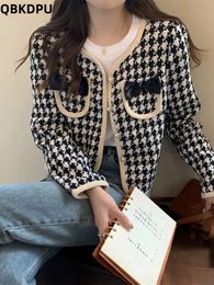 Womens Jackets Fashion Slim Short Plaid Tweed Unlined Coat Spring Wool Blend Jaquetas Casual Women Korean Elegant Woolen Chaquetas 230726