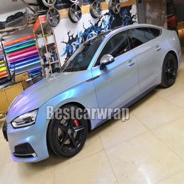 Blue Grey Gloss Rainbow Shift Colour fow Vinyl Wrap flip with Air bubble for car wrap covering film foil Size1 52 20M Roll 5x281N