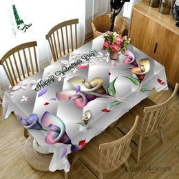 Table Cloth Customizable 3D Tablecloth Colorful Festive Flowers Pattern Washable Cloth Thicken Rectangular Table Cloth for Wedding R230727