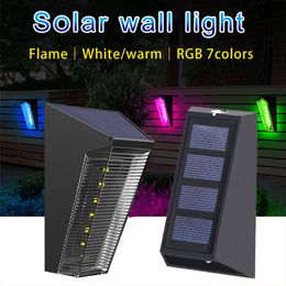 Garden Decorations Solar Wall Lights Outdoor Waterproof Sconce 7 Colour Changing with Auto On Off Lighting for Deck Porch Yard 230727