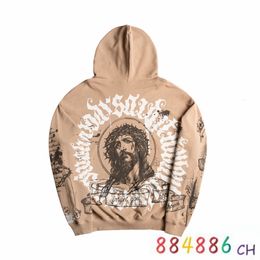 Mens Hoodies Sweatshirts Streetwear Clothes Vintage Jesus Portrait Graffiti Hoodie Terry Cloth Hooded Sweatshirt Oversized Pullover Top Male 230727