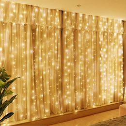 Garden Decorations LED Solar Lamp Outdoor Waterproof Curtain Lights Garland Copper wire Fairy Wedding Party Yard Christmas Decoration 230727
