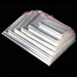 100PCS Storage Bags Transparent Self Adhesive Resealable Clear Cellophane Poly Bags OPP Seal Gift Packaging Bag Jewelry Pouch272a