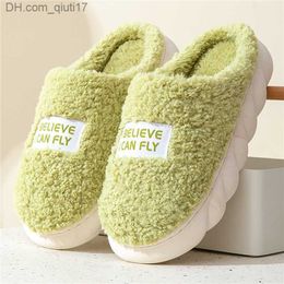 Slippers Thick soled family indoor and outdoor boys and girls' sliders Winter family warm fluffy sliders High heeled fur cotton shoes Women's couples Z230727