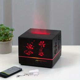 Long-lasting Aromatherapy with Carved Square Automatic Spray Home Humidifier - USB Plug-in Essential Oil Fragrance Machine