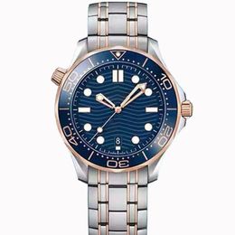 Homem relógio de luxo azul cerâmica moldura branco designer relógio de alta qualidade luminosa 42mm homens relógios automáticos James 007 movimento mecânico relógios de pulso