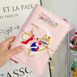 Notebooks New Beautiful Young Girl 6hole Binder Pocket Plastic Zipper Hand Ledger Set Notebook Gift Bag Cover Student Diary Gift