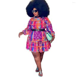 Ethnic Clothing 2023 Summer Fashion African Women Regular Long Sleeve Printing Polyester Mini Dress Dresses For
